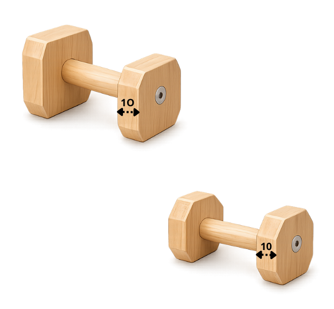 Haltères bois obéissance 10mm sur-mesure