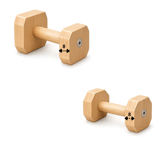 Haltères bois obéissance 8 mm sur-mesure